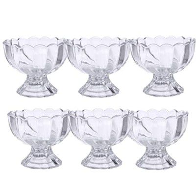 XML Ice Cream Bowl Cup Set Plastic Cute Flower Design Dessert Bowls Nuts or Sweets Bowls - Set of 6, 140ml