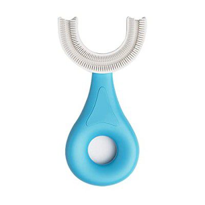 XML U Shaped Toothbrush For Kids Baby Food Grade Soft Silicone Brush Head Oral Teeth Cleaning Tools for Children- Multi color (1-U-SHAPE-BRUSH)