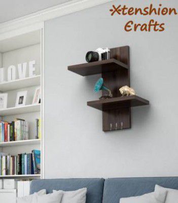 Xtenshion Crafts Wooden Wall Mount Tv Set Up Box Stand Wall Shelves Wall Shelf Wooden Wall Shelf  (Number of Shelves - 2, Brown)