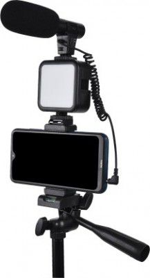 Xtreme Acoustics XAVLGK05 Shot-Gun Microphone vlogging kit for Live Streaming, Mic, Stand Kit (Vlogging Kit with Shotgun) Tripod Kit  (Black, Supports Up to 1000 g)