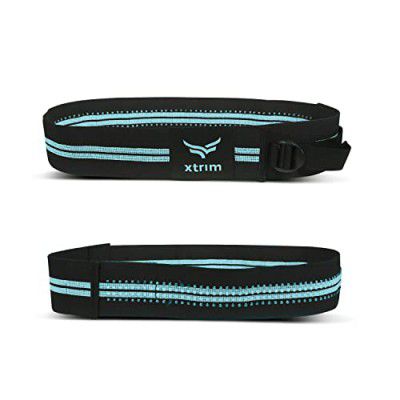 XTRIM Resistance Bands with Portable Mesh Carry Bag, Adjustable, Toning Booty Legs, Butt, Hips (Set of 2, Aqua)