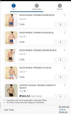 XYXX: Buy Any 5 Trunk @ ₹999