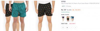 XYXX Men Printed Pack of 2 Pure Cotton Boxer