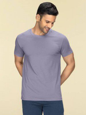 XYXX Pack of 1 Pace Intellieaze Men Solid Crew Neck Pure Cotton Purple T-Shirt