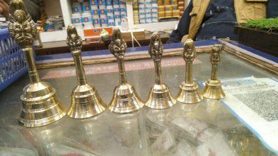 YAGYANSH Brass Pooja Ghanti Bell, Poojan Temple, Religious and Spiritual Item (3 Inch)