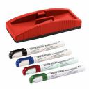 YAJNAS Non Magnetic Whiteboard Duster & Markers | Set of 5 | Assorted Ink Colours Markers | Whiteboard Duster with Easily Erasable Markers | School & Office Stationery Items Markers & Duster...