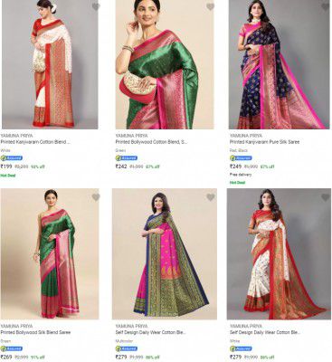Yamuna Priya Womens Sarees Starts ₹199