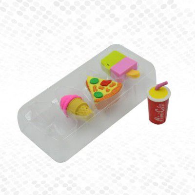 Yanmai Assorted Food-Themed Eraser Set - Coke, French Fries, Burger, Ice Cream - Ideal for Kids, Students, Birthday Return Gifts, Party Favors - Mixed Designs (1 Set) (Mix Design)