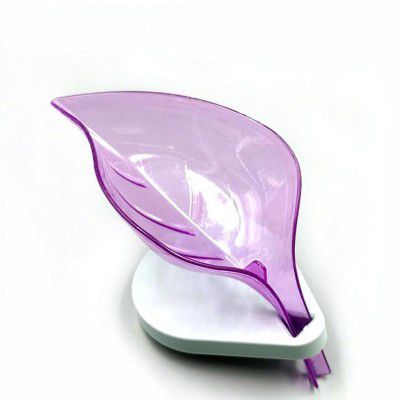 Yanmai Leaf Design Self-Draining Soap Tray with Suction Cup - Bathroom and Kitchen Storage for Soaps, Durable Plastic Soap Box Rack