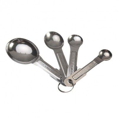 Yanmai Stainless Steel Measuring Spoons, 4pcs / Set Durable Anti Rust Measuring Spoon Set Universal for Kitchen Baking