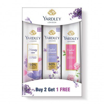 Yardley London Refreshing Deo Body Spray Tripack for Women, 150ml Each (Pack of 3)