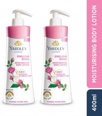 Yardley London English Rose Moisturising Body Lotion with Germ Shield (350ml + 50ml free) (800 ml)