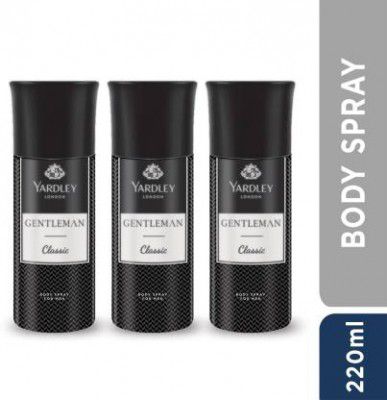 Yardley London Gentleman Classic With Woody Fougere Notes Body Deodorant Spray - For Men  (660 ml, Pack of 3)