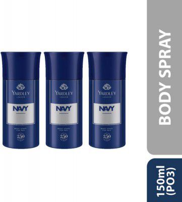 Yardley London Navy Body Spray - For Men  (450 ml, Pack of 3)