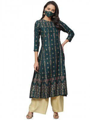 Yash Gallery Women'S Rayon Floral Printed Anarkali Kurta for Women