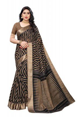 Yashika Womens Woven Linen Saree With blouse piece