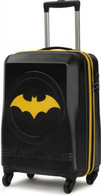 YAYAVAR Small Cabin Suitcase (55 cm) 4 Wheels - BATMAN OFFICIAL MERCHANDISE TROLLEY WITH PREMIUM MOULDED BAT LOGO - Yellow