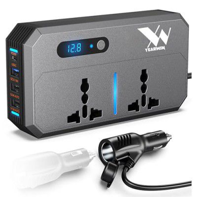 Yearwin 2 Year Warranty 200W Car Power Inverter with 220V Output AC Stocket, 30W PD & 3 USB Charging Port Dc to Ac Converter 12V to 220V Inverter