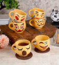 Yellow 100 Ml Ceramic Emoji 6 Pcs Tea Cup...