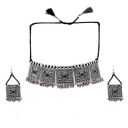 Yellow Chimes German Silver Oxidised Afghani Style Meenakari Touch Ghungroo Threads Choker Necklace Set with Earrings Jewellery Set for Women & Girls...
