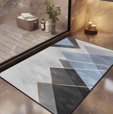 Yellow Weaves Rubber 2 Pcs Anti Slip Water Soaking Rectangular Floor Mat