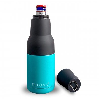 YELONA Frosty Beer Bottle/Can Cooler Insulated Stainless Steel with Bottle Opener for 330ml & 500ml Cans & 330ml Pints (Turquoise)