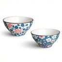 YELONA Porcelain Bowls Set of 2 - Japanese Style Floral Design for Rice, Soup, Dessert & Snacks - 300 ML, Assorted Blue & White Patterns...