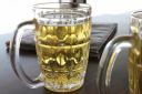 Yera Glass Premium Beer Mugs with Handle, 375 Ml, Set of 2, Line Design Large Heavy Mug for Drinking Wheat Beer, Stein, Ale, Multi-Use Freezer Safe, Pack of 2...