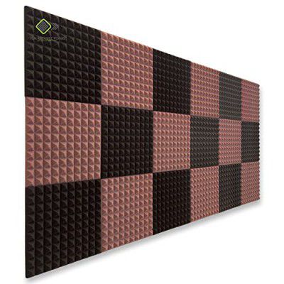 YGM Acoustic Foams® Pyramid Soundproofing Studio (Set of 18) Acoustic Foam 1'x1' - 1 Inches (Coffee & Black)