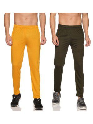 YHA Men's Regular Fit Cotton Blend Trackpants; Pack of 2