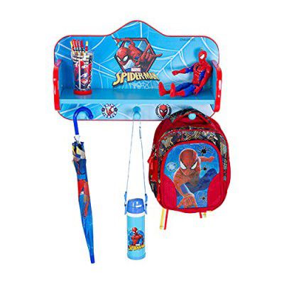 YiPi Spiderman Wall Shelf with Hanger Knobs (SkyBlue), Small (YP508SMWH)