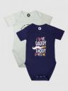 YK BabyInfant Boys Pack Of 2 Navy Blue & Off-White Daddy Printed Bodysuits...