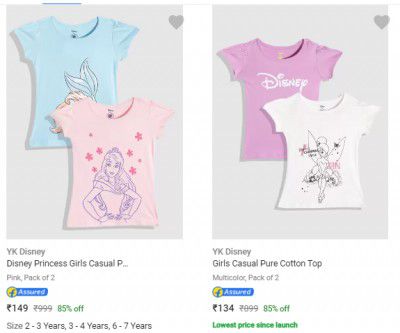 YK Girls Casual Tops upto 85% off