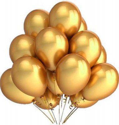 YNS CRAFTS Products Metallic HD Balloons, Birthday / Anniversary Balloons, Golden, Silver, White (Pack of 50)