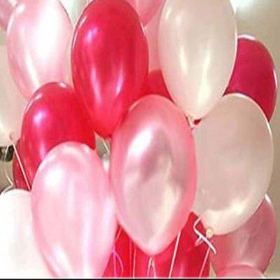 YNS CRAFTS STOCK Premium Metallic Balloons White/Red/Pink (Pack of 50)