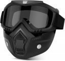 Yobbo Reusable Goggle Mask Anti Scratch Uv Protective Face & Eyewear Windproof Dirt Shield with Soft Foam Padded Detachable Mouth Filter for Cycling Bike Off Road Racing Ride Unisex (Black Visor)...