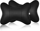 Yobbo Universal Car Neck Rest Pillow Cushion Set Headrest Pain Relief Support with Adjustable Strap Faux Leather, Cotton for All Cars, Home and Office Chair Seat (Pack of 2) (Black)...