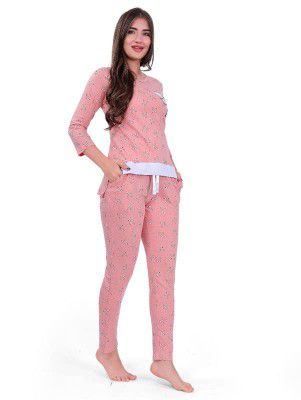 YODA Women’s 100% Hosiery Cotton Printed Pyjama Loungewear with Side Pockets/Nightwear
