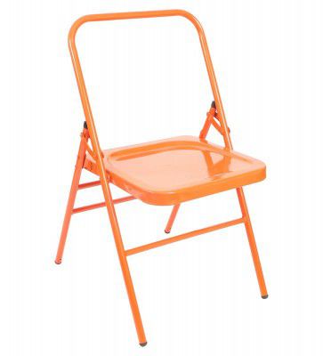 Grandwill Yoga Chair Without Cushion Seat Carbon Steel Backless Folding Chair for Iyengar Yoga, Fitness & Meditation (Orange)