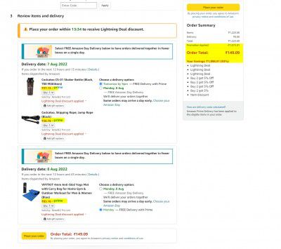 Yoga Mat + Shaker Bottle + Skipping Rope at Rs.149