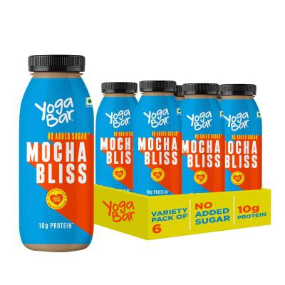 Yogabar 10g Protein Shake | Mocha Bliss | 180ml, Pack of 6