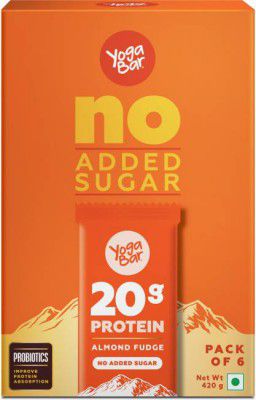 Yogabar 20g Whey Protein Bar | Almond Fudge, Pack of 6 | Pre Workout & Post Workout Whey Protein  (420 g, Almond Fudge)