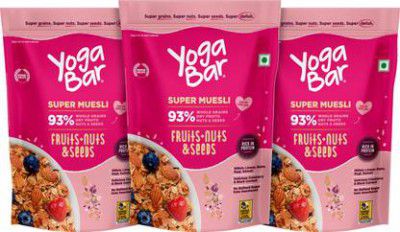 Yogabar by Yogabar Muesli 1.5kg Fruits Nuts&Seeds |Breakfast Cereal |500gx3 Pouch