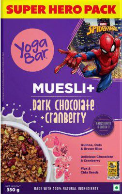 Yogabar Dark Chocolate & Cranberry Muesli, Marvel Edition, High Protein Breakfast Box  (350 g)