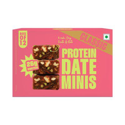 Yogabar Date Minis – No Refined Sugar, Dates & Nuts Snack – 240g Pack (12 x 20g)