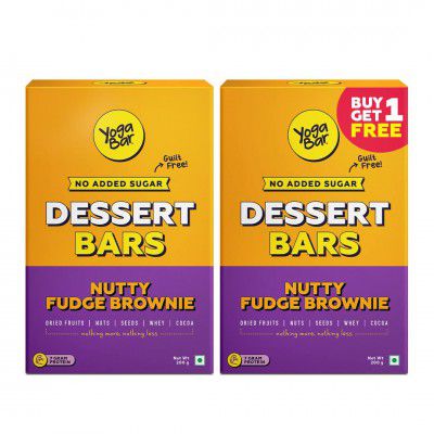 Yogabar Dessert Protein Bar (Buy 1 Get 1 FREE) - Healthy Chocolate Bar With 7g Protein & 5g Fiber - Nutty Fudge Brownie Guilt-Free Bar (5 Bars + 5 Bars)