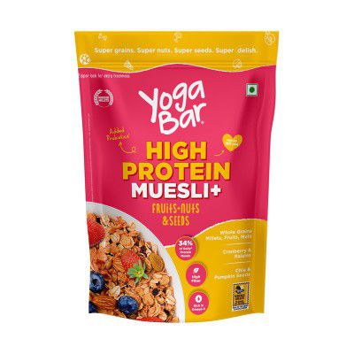 Yogabar High Protein Muesli 850gm – Fruits & Nut, 22g Protein
