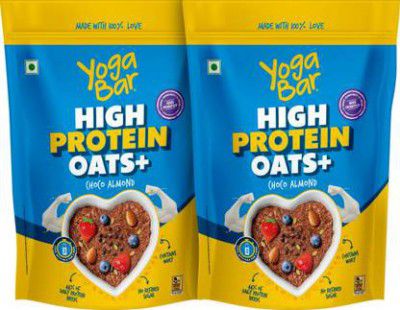 Yogabar High Protein Oats 1.7Kg Choco Almond|Protein Snack|Breakfast Cereal|850g x 2 Plastic Bottle (2 x 850 g)