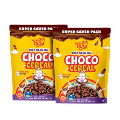 Yogabar Multigrain Chocos Cereal for Breakfast, Zero Maida, Delicious Chocolate Chocos, 850g, Pack of 2