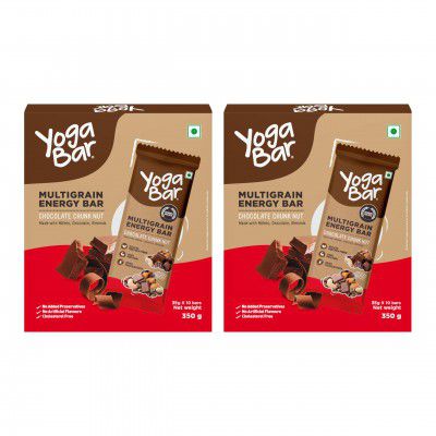 Yogabar Multigrain Energy Bars - Chocolate Chunk 20 Bars - Pack of 2, 10 Bars each